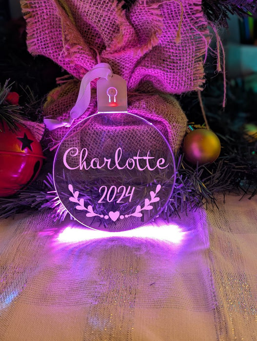 Christmas Personalised Name Bauble LED Light Up Hanging Decoration - KustomboxNight Lights & Ambient LightingKustomboxBauble - Standard Size