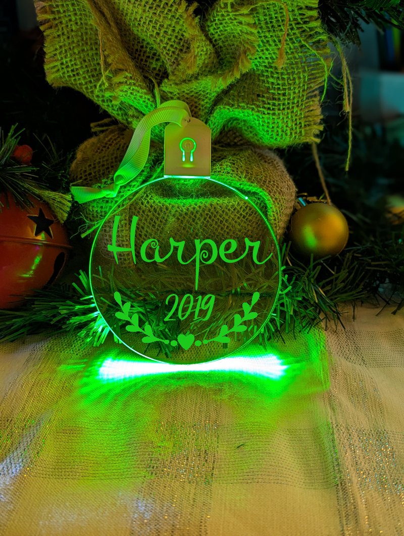 Christmas Personalised Name Bauble LED Light Up Hanging Decoration - KustomboxNight Lights & Ambient LightingKustomboxBauble - Standard Size