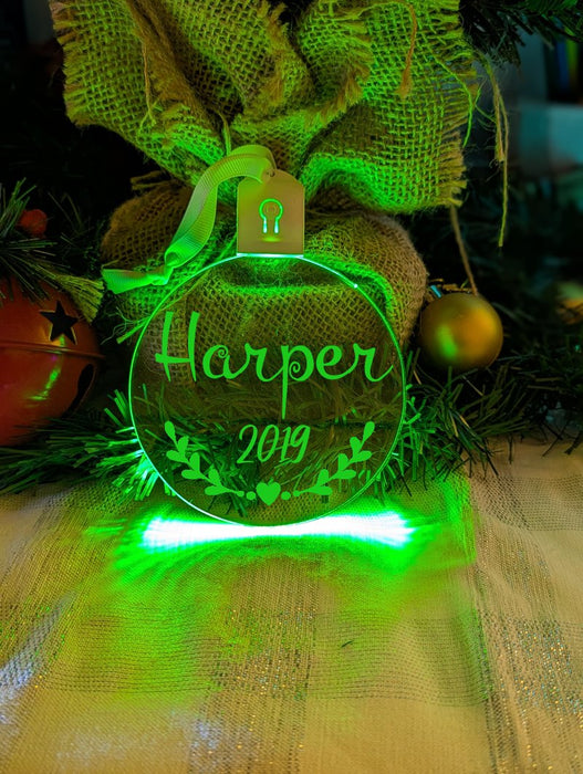 Christmas Personalised Name Bauble LED Light Up Hanging Decoration - KustomboxNight Lights & Ambient LightingKustomboxBauble - Standard Size