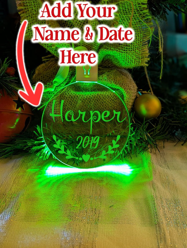 Christmas Personalised Name Bauble LED Light Up Hanging Decoration - KustomboxNight Lights & Ambient LightingKustomboxBauble - Standard Size