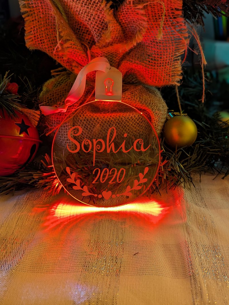Christmas Personalised Name Bauble LED Light Up Hanging Decoration - KustomboxNight Lights & Ambient LightingKustomboxBauble - Standard Size