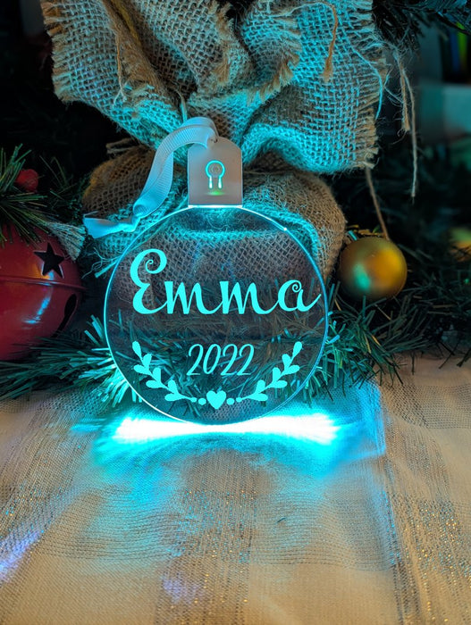 Christmas Personalised Name Bauble LED Light Up Hanging Decoration - KustomboxNight Lights & Ambient LightingKustomboxBauble - Standard Size