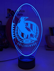 Collingwood Magpies 3D LED lamp with custom name and 16-colour glow.