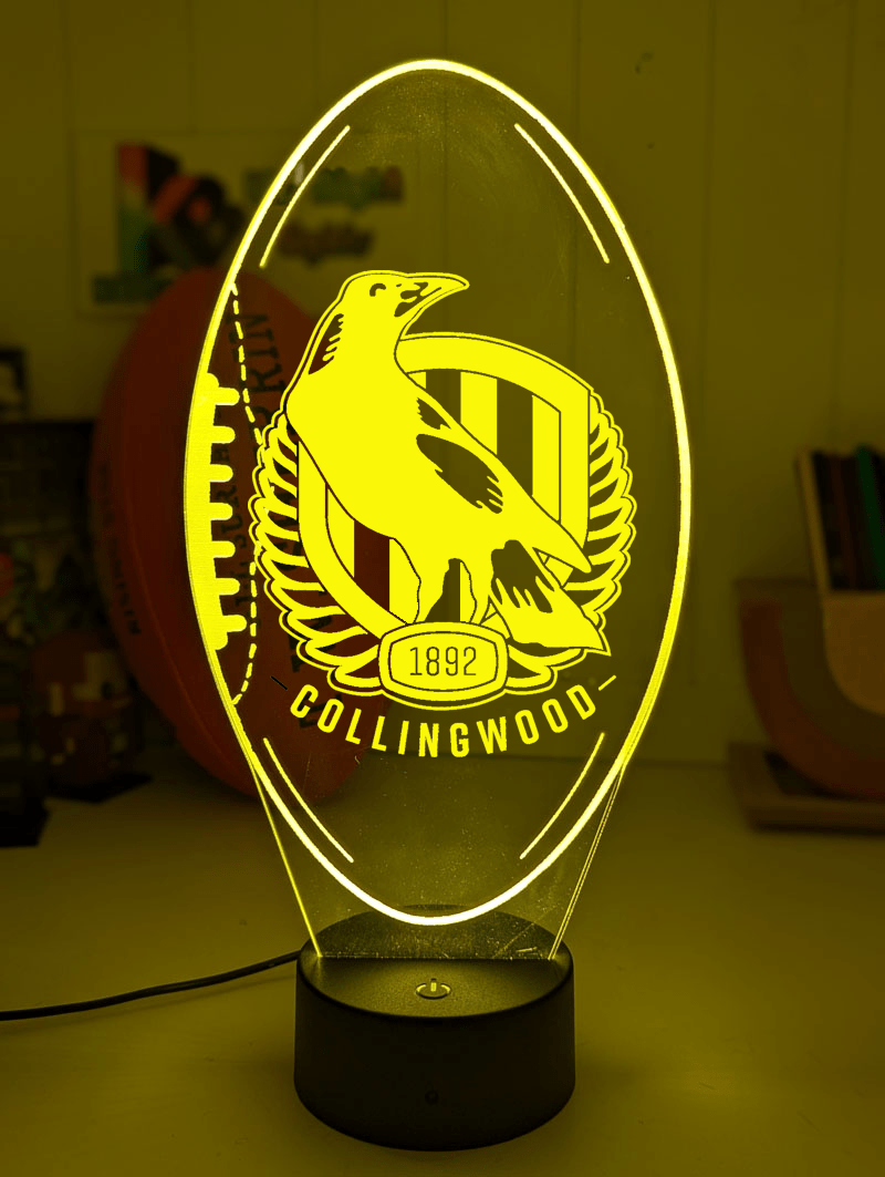 Collingwood Magpies 3D LED ball light – AFL team décor for man caves, bars or fan spaces.