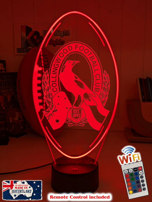 Collingwood Magpie Australian Football Club 3D LED Night Light - KustomboxNight Lights & Ambient LightingKustomboxStandard Size