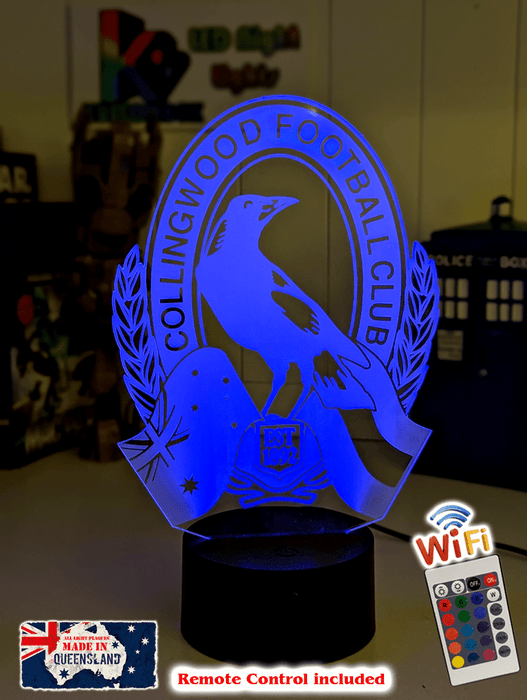 COLLINGWOOD MAGPIES Australian Football Club 3D LED Night Light - KustomboxNight Lights & Ambient LightingKustomboxStandard Size