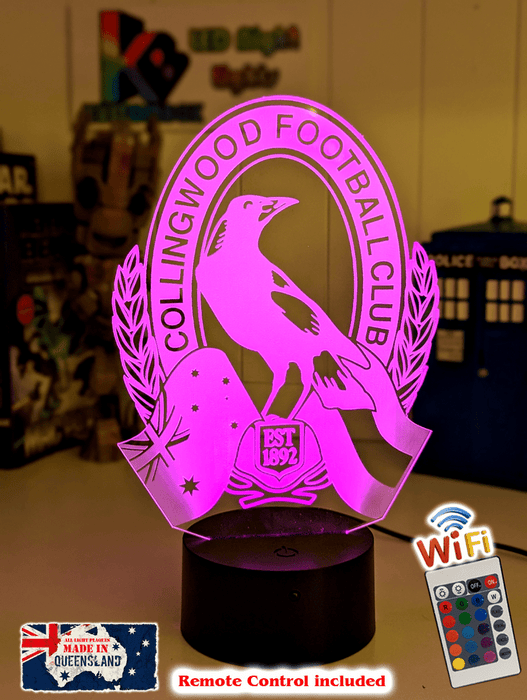 COLLINGWOOD MAGPIES Australian Football Club 3D LED Night Light - KustomboxNight Lights & Ambient LightingKustomboxStandard Size