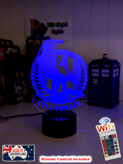 Collingwood Magpies 3D LED lamp with 16-colour remote control – adjustable brightness and fade.