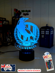 Collingwood Magpies 3D LED light glowing in red, blue, green, yellow, purple, white and more.