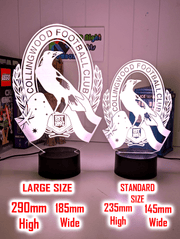 Collingwood Magpies Australian Football Club 3D LED Night Sports Light size chart 