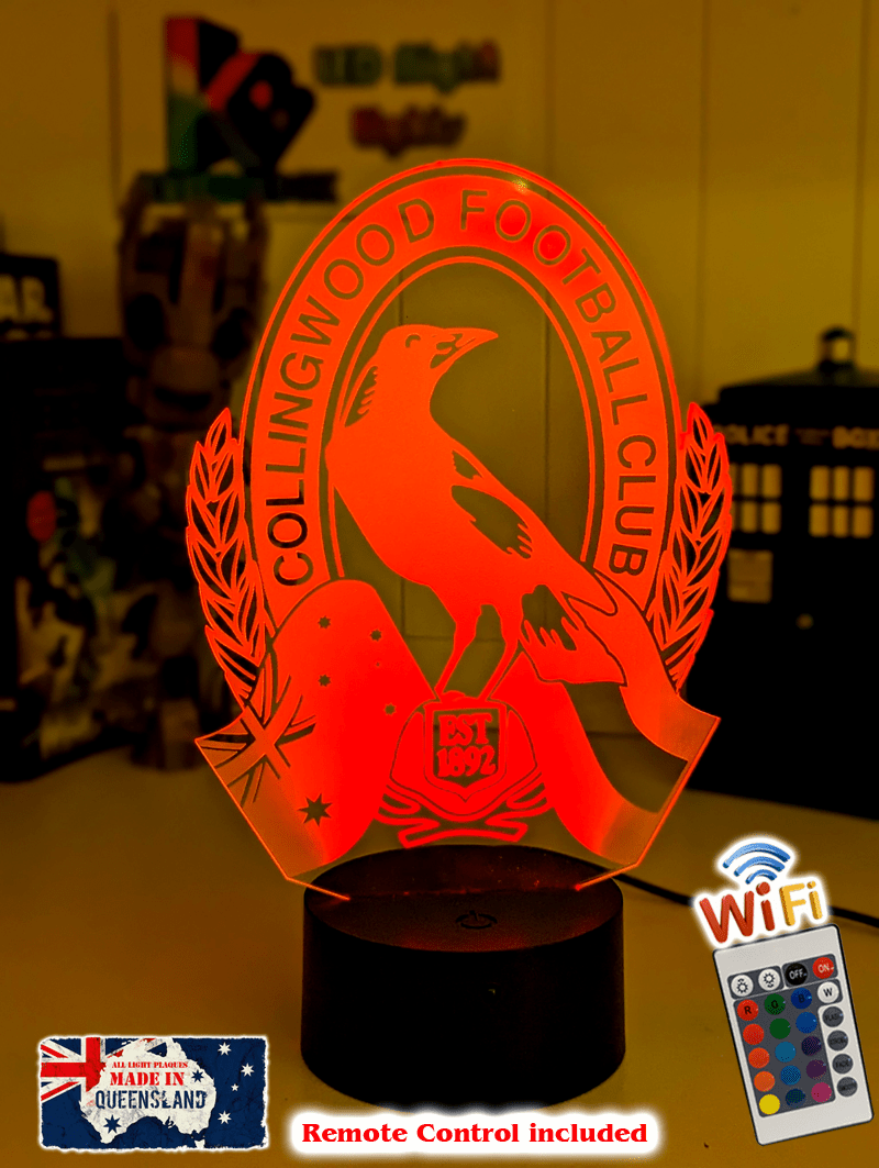 Collingwood Magpies logo LED lamp for bedroom or man cave