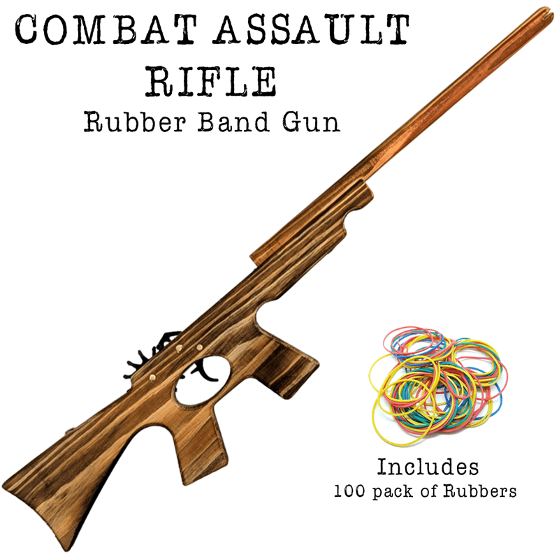 Combat Assault Rifle Style Wooden Rubber Band Guns Classic Wooden Toy Fun - KustomboxToys & GamesKustomboxCombat Rifle x 1
