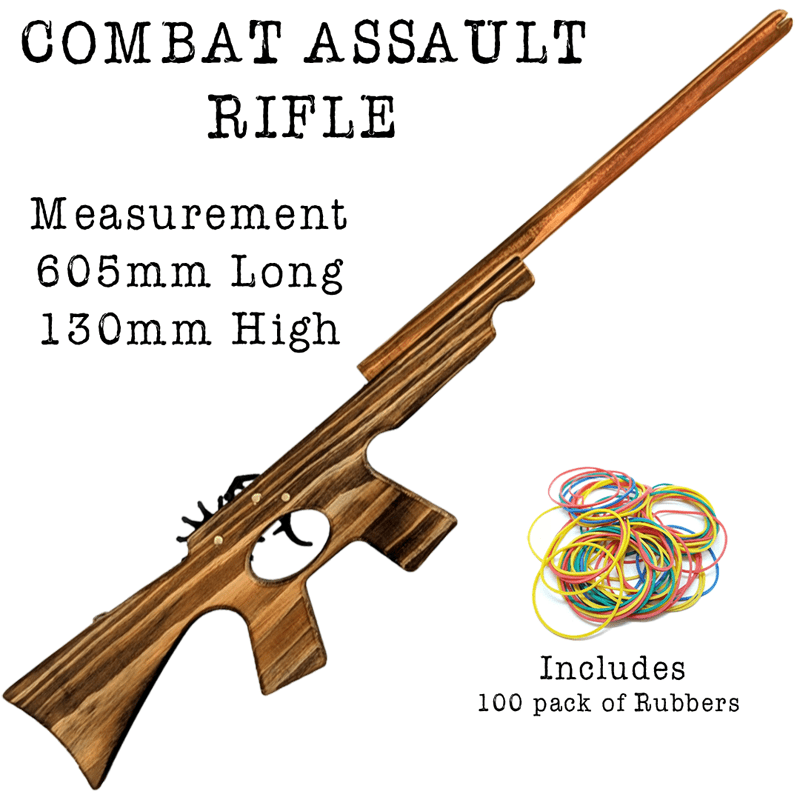 Combat Assault Rifle Style Wooden Rubber Band Guns Classic Wooden Toy Fun - KustomboxToys & GamesKustomboxCombat Rifle x 1