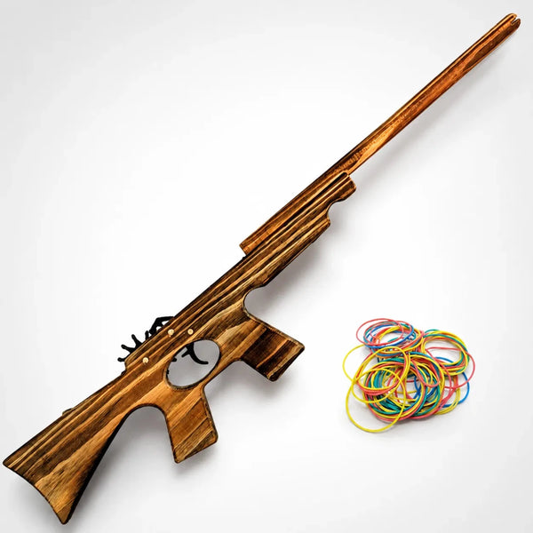 Combat Rifle Wooden Rubber Band Toy Classic Timber Toy Gun - KustomboxToys & GamesKustombox1 x Combat Rifle