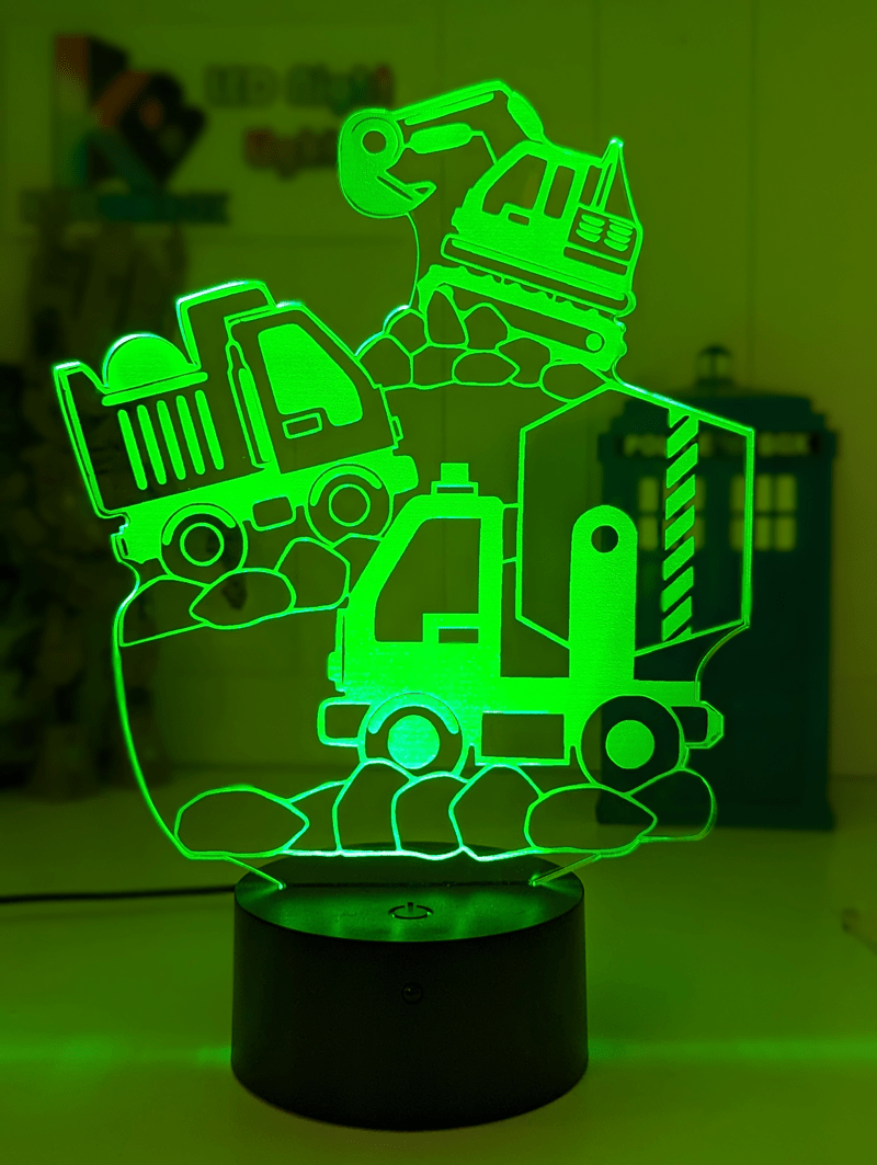 Construction Escavator & Trucks 3D LED Night Light Lamp - KustomboxNight Lights & Ambient LightingKustomboxStandard Size No Name