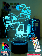 Construction Escavator & Trucks 3D LED Night Light Lamp - KustomboxNight Lights & Ambient LightingKustomboxStandard Size No Name