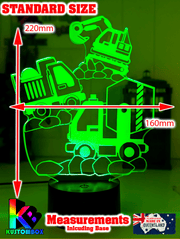 Construction Escavator & Trucks 3D LED Night Light Lamp - KustomboxNight Lights & Ambient LightingKustomboxStandard Size No Name