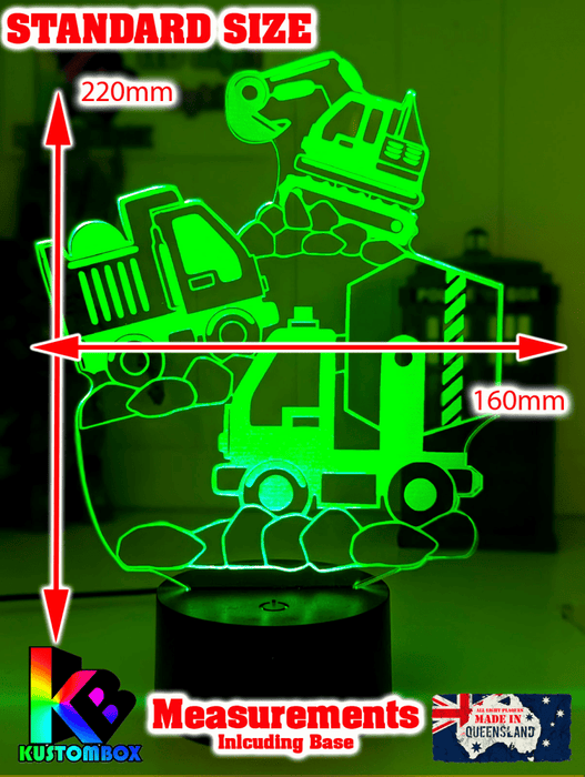 Construction Escavator & Trucks 3D LED Night Light Lamp - KustomboxNight Lights & Ambient LightingKustomboxStandard Size No Name