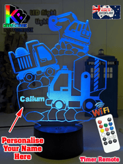Construction Escavator & Trucks 3D LED Night Light Lamp - KustomboxNight Lights & Ambient LightingKustomboxStandard Size No Name