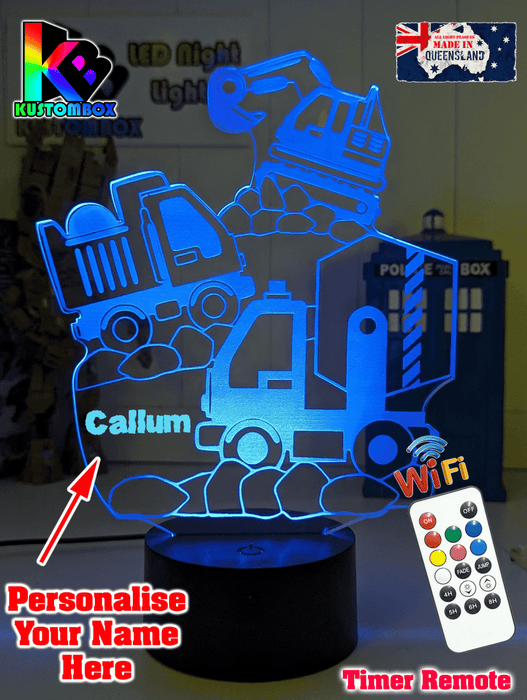 Construction Escavator & Trucks 3D LED Night Light Lamp - KustomboxNight Lights & Ambient LightingKustomboxStandard Size No Name