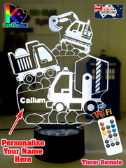 Construction Escavator & Trucks 3D LED Night Light Lamp - KustomboxNight Lights & Ambient LightingKustomboxStandard Size No Name