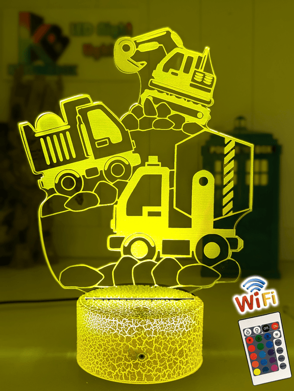Construction Escavator & Trucks 3D LED Night Light Lamp - KustomboxNight Lights & Ambient LightingKustomboxStandard Size No Name