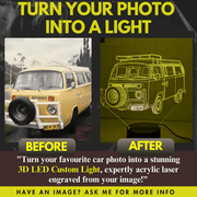 Custom personalised image artwork showing a detailed car illustration with name added for a one of a kind gift