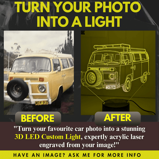 Custom personalised image artwork showing a detailed car illustration with name added for a one of a kind gift