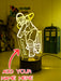 CRICKET BATSMAN & STUMPS PERSONALISED NAME 3D LED NIGHT LIGHT LAMP + REMOTE CONTROL - KustomboxNight Lights & Ambient LightingKustomboxStandard Black Base