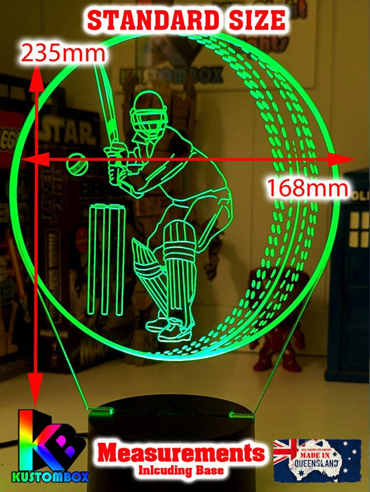CRICKET PLAYER BATSMAN PERSONALISED NAME 3D LED NIGHT LIGHT LAMP + REMOTE CONTROL - KustomboxNight Lights & Ambient LightingKustomboxStandard Black Base