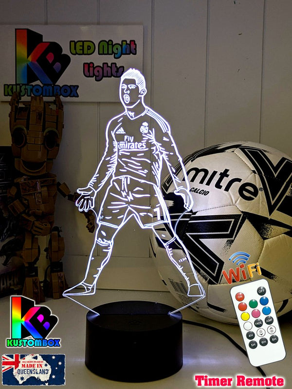Cristiano Ronaldo Portuguese Footballer Player 3D LED Night Light - KustomboxNight Lights & Ambient LightingKustomboxStandard LightWhite Crack Base