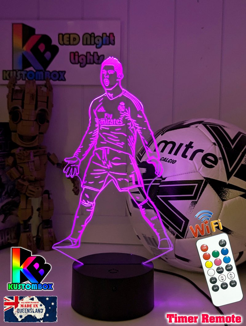 Cristiano Ronaldo Portuguese Footballer Player 3D LED Night Light - KustomboxNight Lights & Ambient LightingKustomboxStandard LightWhite Crack Base