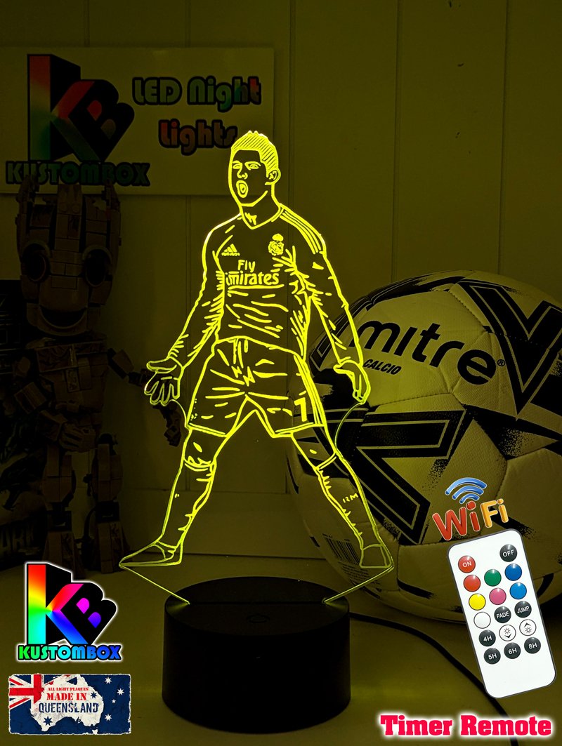 Cristiano Ronaldo Portuguese Footballer Player 3D LED Night Light - KustomboxNight Lights & Ambient LightingKustomboxStandard LightWhite Crack Base