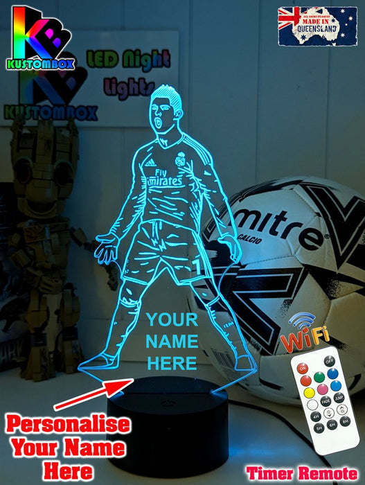 Cristiano Ronaldo Portuguese Footballer Player 3D LED Night Light - KustomboxNight Lights & Ambient LightingKustomboxStandard LightWhite Crack Base