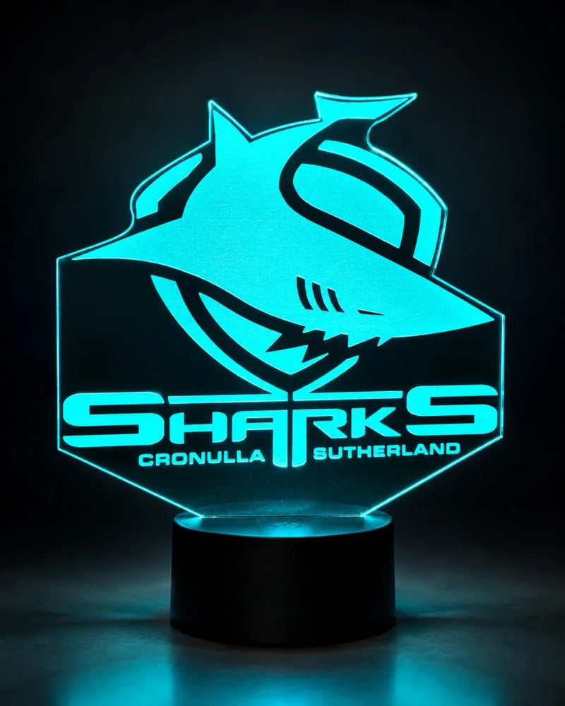 Cronulla Sharks 3D LED Night Light Personalised Name Lamp 16 Colour Remote - KustomboxNight Lights & Ambient LightingKustomboxStandard Size