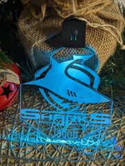 Cronulla Sharks 7-colour rechargeable LED acrylic light bauble with custom name engraving