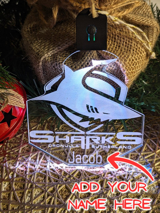 Cronulla Sharks Football Personalised Christmas Bauble 3D LED Light Decoration - KustomboxNight Lights & Ambient LightingKustomboxBauble - No Name