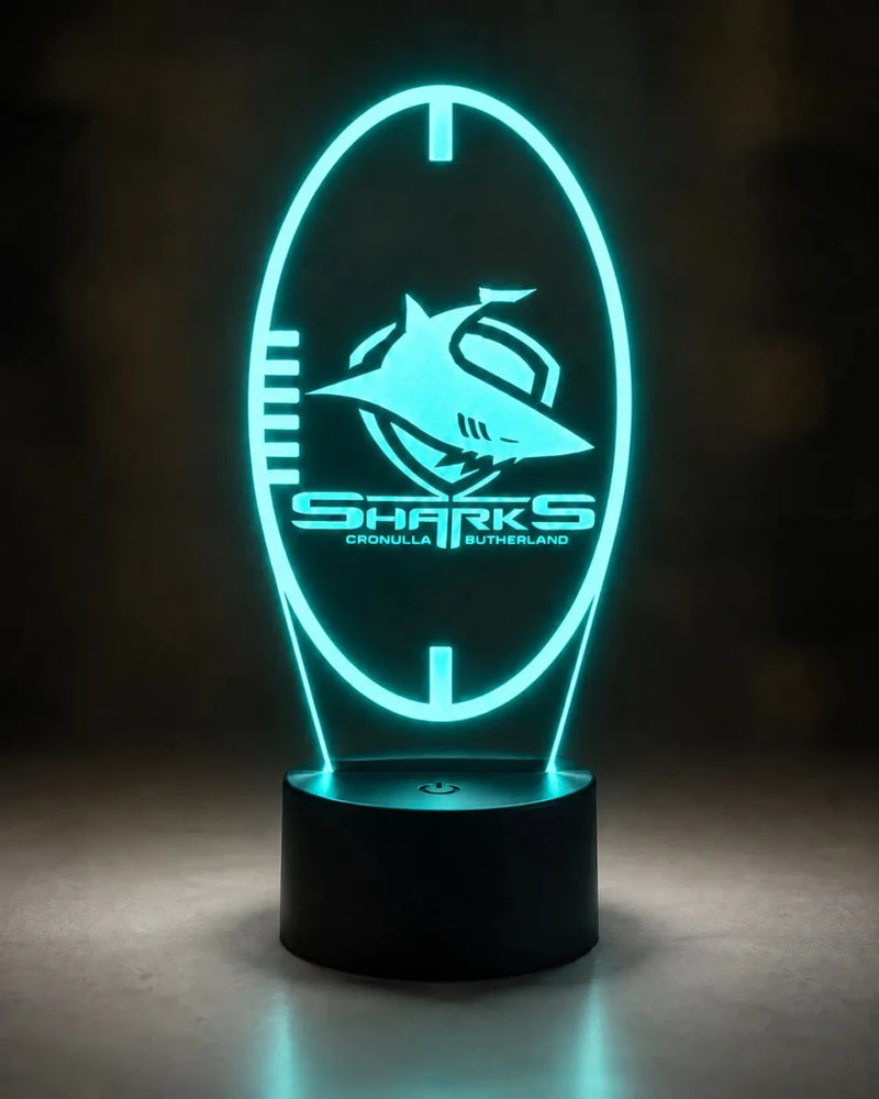 Cronulla Sharks Personalised Ball Shaped 3D LED Night Light Custom Name Lamp - KustomboxNight Lights & Ambient LightingKustomboxStandard Size