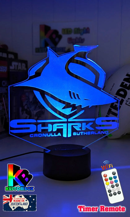 CRONULLA SHARKS Rugby League Football Club LED Night Light - KustomboxNight Lights & Ambient LightingKustomboxStandard Size