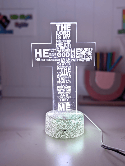 Crucifix Holy Religious Cross 7 & 16 Colour 3D LED Night Light Touch Room Lamp - KustomboxNight Lights & Ambient LightingKustomboxStandard Size - Base Touch Pad Only