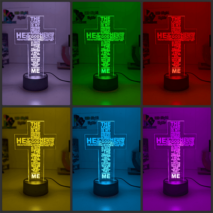 Crucifix Holy Religious Cross 7 & 16 Colour 3D LED Night Light Touch Room Lamp - KustomboxNight Lights & Ambient LightingKustomboxStandard Size - Base Touch Pad Only