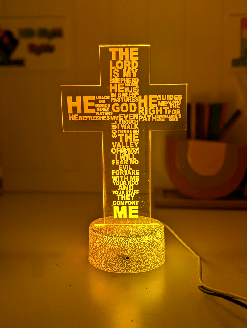 Crucifix Holy Religious Cross 7 & 16 Colour 3D LED Night Light Touch Room Lamp - KustomboxNight Lights & Ambient LightingKustomboxStandard Size - Base Touch Pad Only