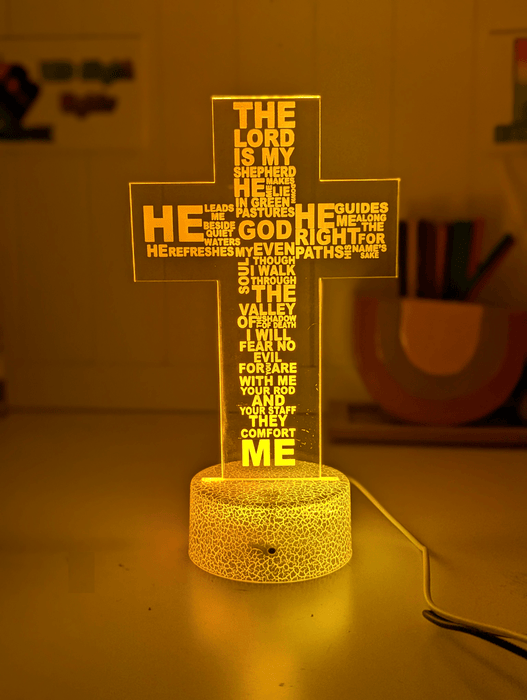 Crucifix Holy Religious Cross 7 & 16 Colour 3D LED Night Light Touch Room Lamp - KustomboxNight Lights & Ambient LightingKustomboxStandard Size - Base Touch Pad Only