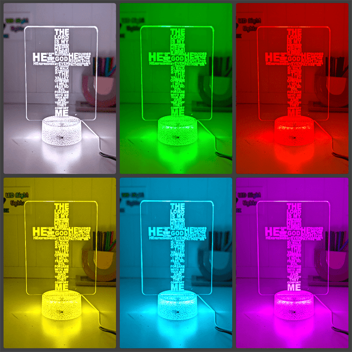 Crucifix Holy Religious Cross 7 & 16 Colour 3D LED Night Light Touch Room Lamp - KustomboxNight Lights & Ambient LightingKustomboxStandard Size - Base Touch Pad Only