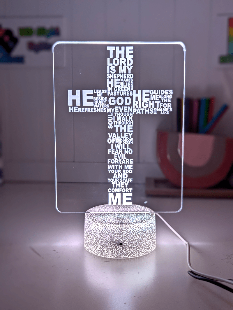 Crucifix Holy Religious Cross 7 & 16 Colour 3D LED Night Light Touch Room Lamp - KustomboxNight Lights & Ambient LightingKustomboxStandard Size - Base Touch Pad Only