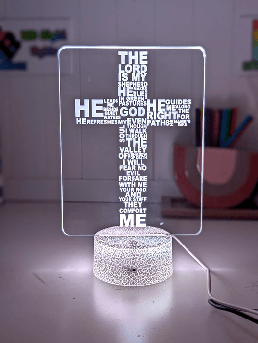 Crucifix Holy Religious Cross 7 & 16 Colour 3D LED Night Light Touch Room Lamp - KustomboxNight Lights & Ambient LightingKustomboxStandard Size - Base Touch Pad Only