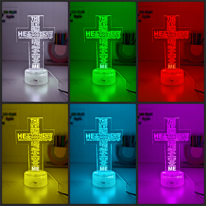 Crucifix Holy Religious Cross 7 & 16 Colour 3D LED Night Light Touch Room Lamp - KustomboxNight Lights & Ambient LightingKustomboxStandard Size - Base Touch Pad Only
