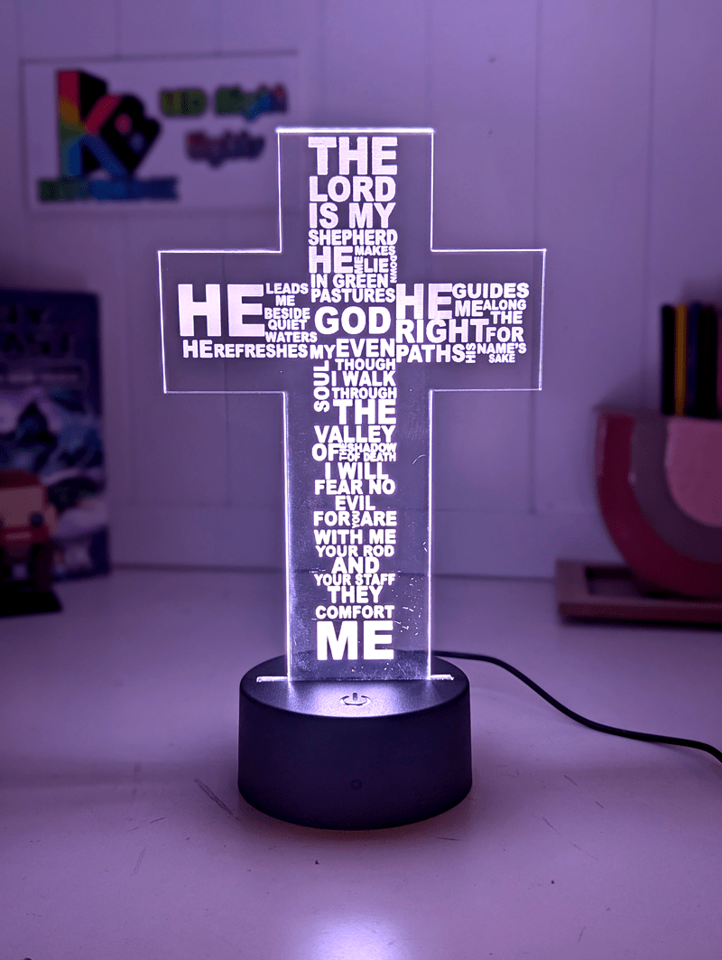 Crucifix Holy Religious Cross 7 & 16 Colour 3D LED Night Light Touch Room Lamp - KustomboxNight Lights & Ambient LightingKustomboxStandard Size - Base Touch Pad Only