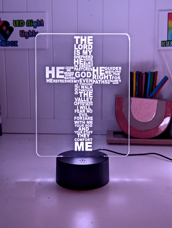 Crucifix Holy Religious Cross 7 & 16 Colour 3D LED Night Light Touch Room Lamp - KustomboxNight Lights & Ambient LightingKustomboxStandard Size - Base Touch Pad Only