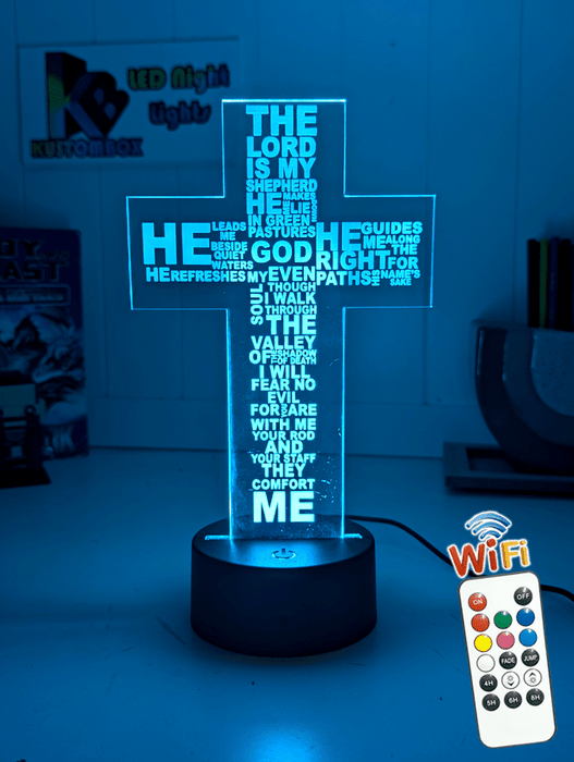Crucifix Holy Religious Cross 7 & 16 Colour 3D LED Night Light Touch Room Lamp - KustomboxNight Lights & Ambient LightingKustomboxStandard Size - Base Touch Pad Only